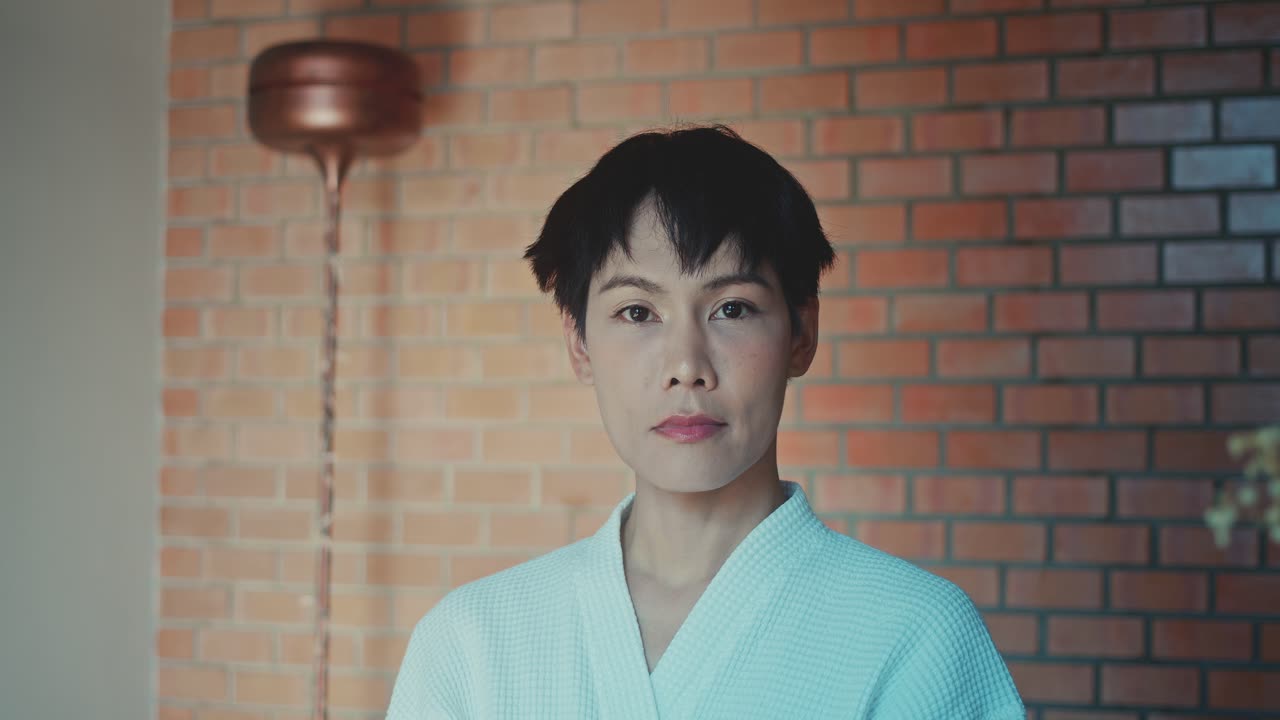 Woman in Robe, Indoor Portrait