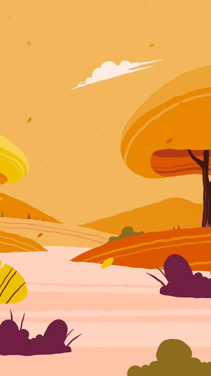 An animation of Hand drawn autumn landscape