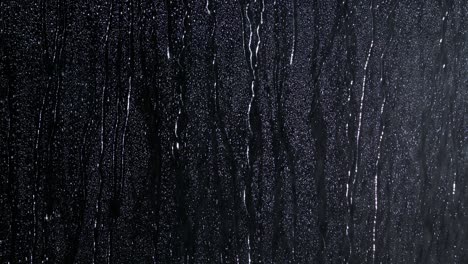 droplets of water on black glass running down