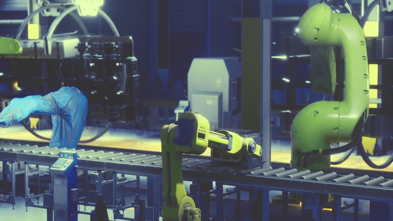 Innovative robotic arms at work in a high tech manufacturing facility