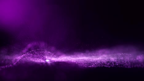 glow purple pink dust particle glitter sparks abstract background for celebration with light beam and shine in center.camera fly through.