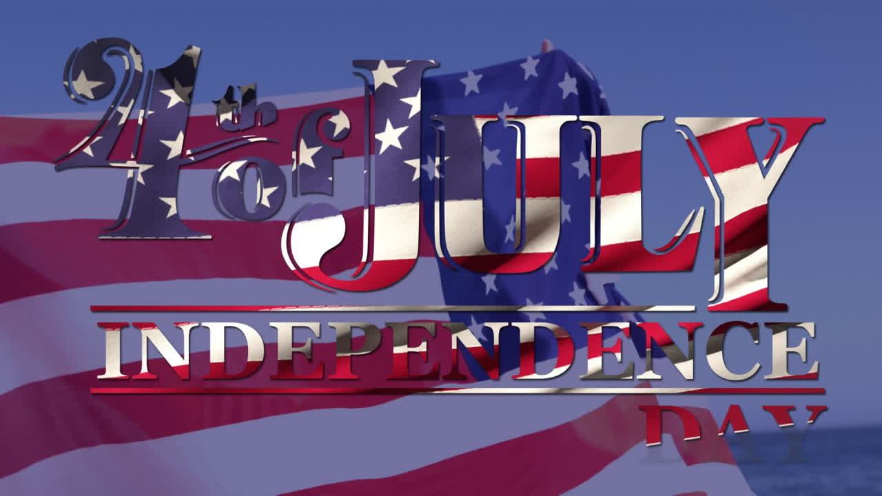 7월 4일, 독립기념일 텍스트와 미국 국기