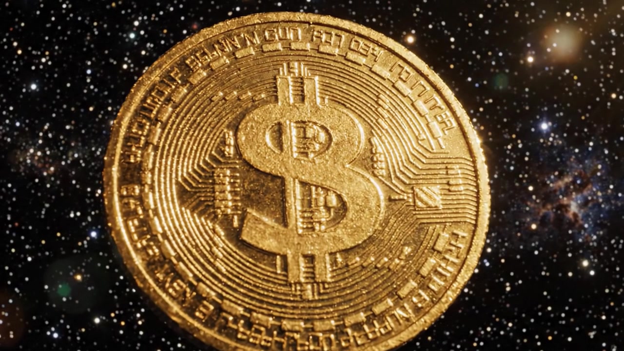 Uma Moeda de Ouro Brilhante Cercada por Profundezas Cósmicas: A Interseção de Criptomoeda e Imagens Espaciais Desperta Intriga e Curiosidade Sobre Finanças Digitais