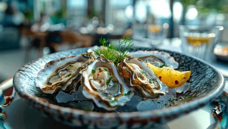fresh oysters with lemon