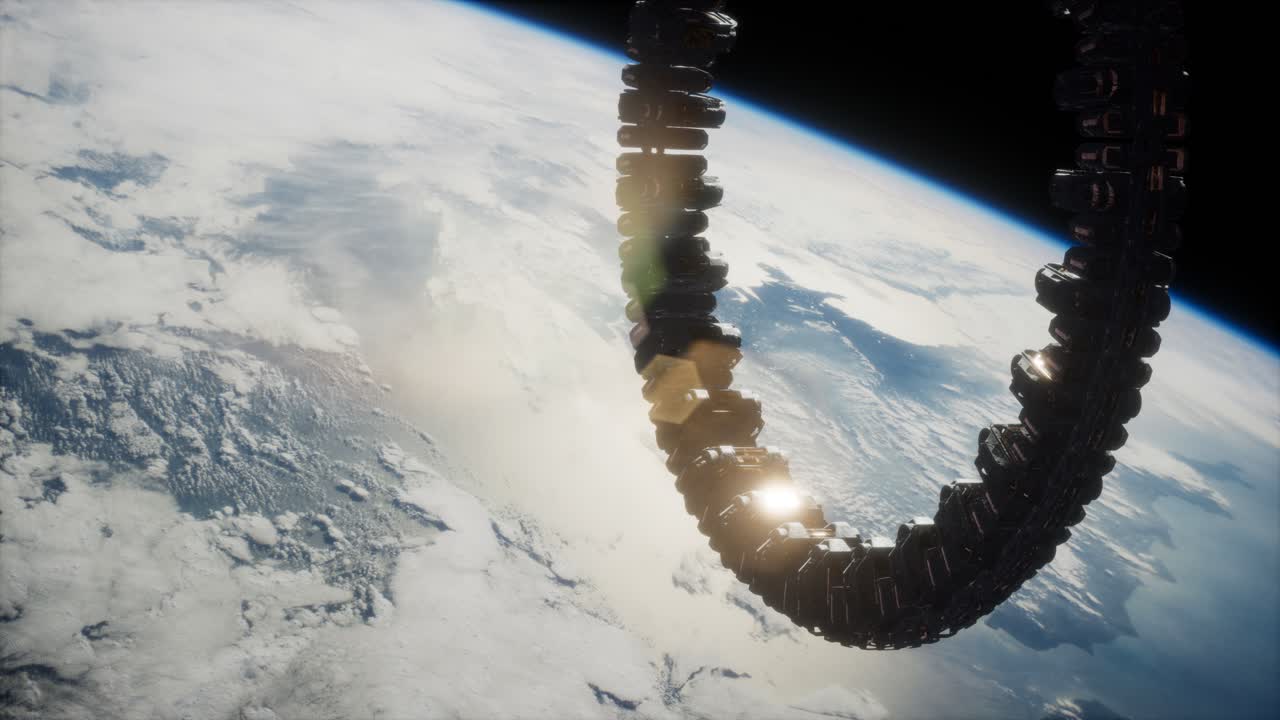 estación espacial futurista en órbita terrestre