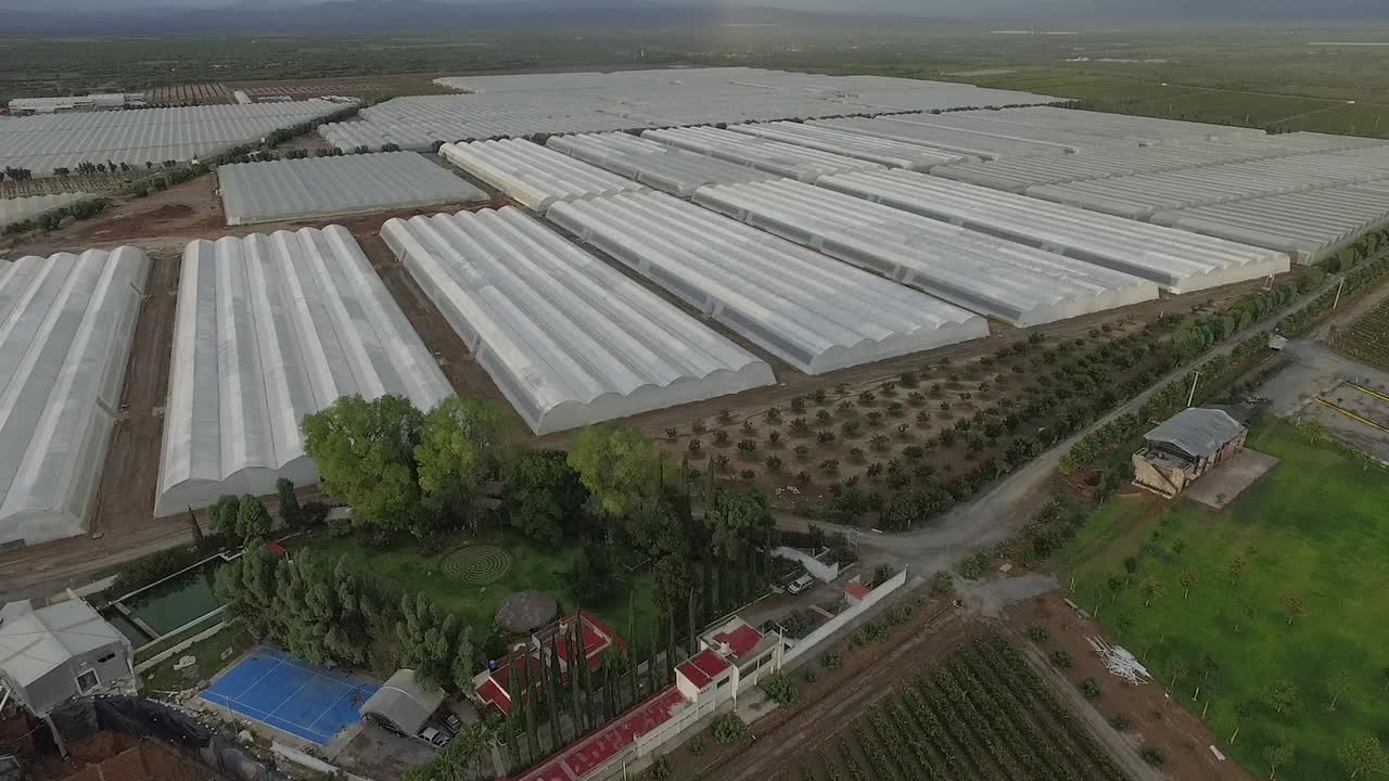 este es un paisaje mexicano de un vivero con variedades de vegetales fotografiados con un dron dji
