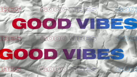 animation of good vibes text in repetition on white background
