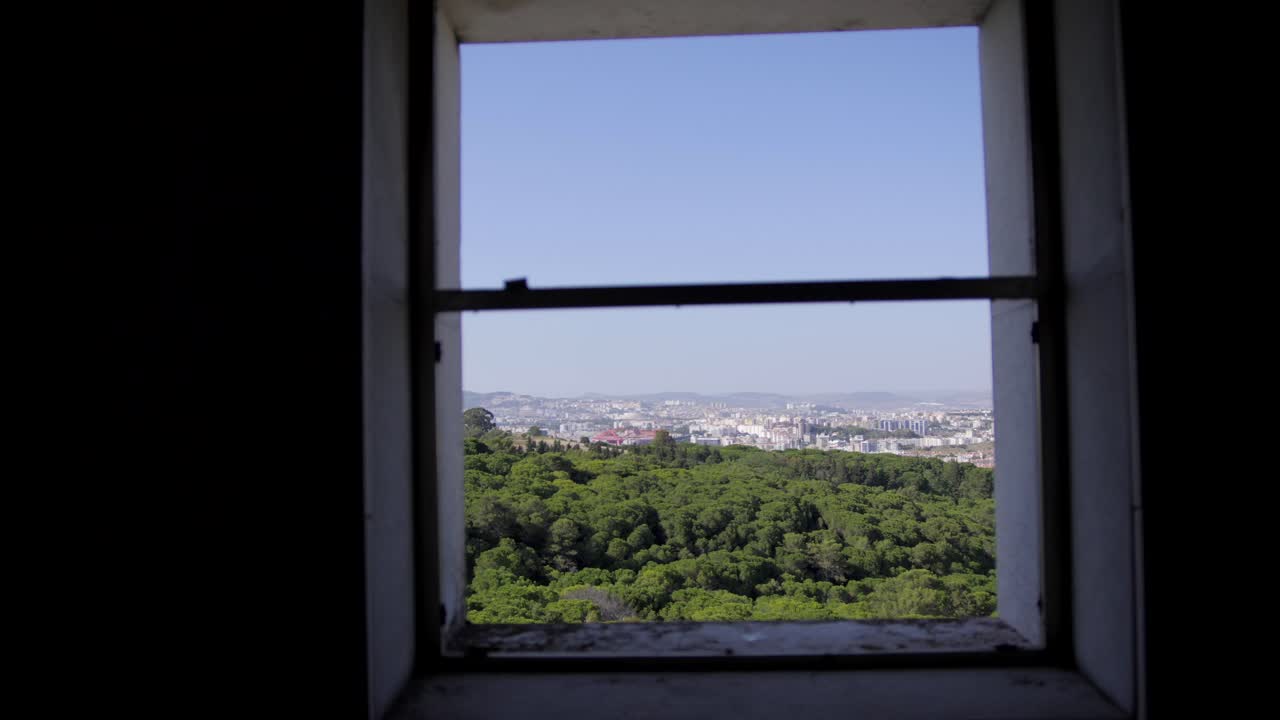 View through an abandond windows in lisbon