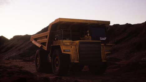 yellow dump truck, truck mining at mining site