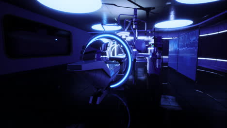 futuristic mri chamber with glowing accents in a high tech medical facility