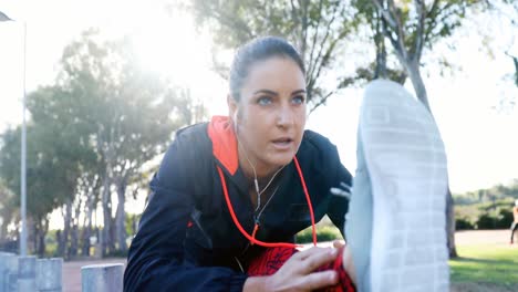 mujer realizando ejercicios de estiramiento en el parque 4k