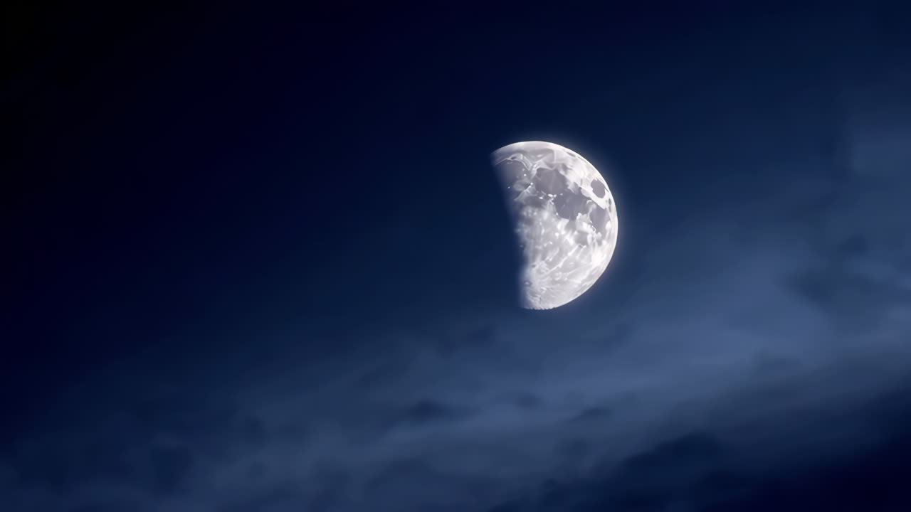 Crescent Moon in a Cloudy Night Sky