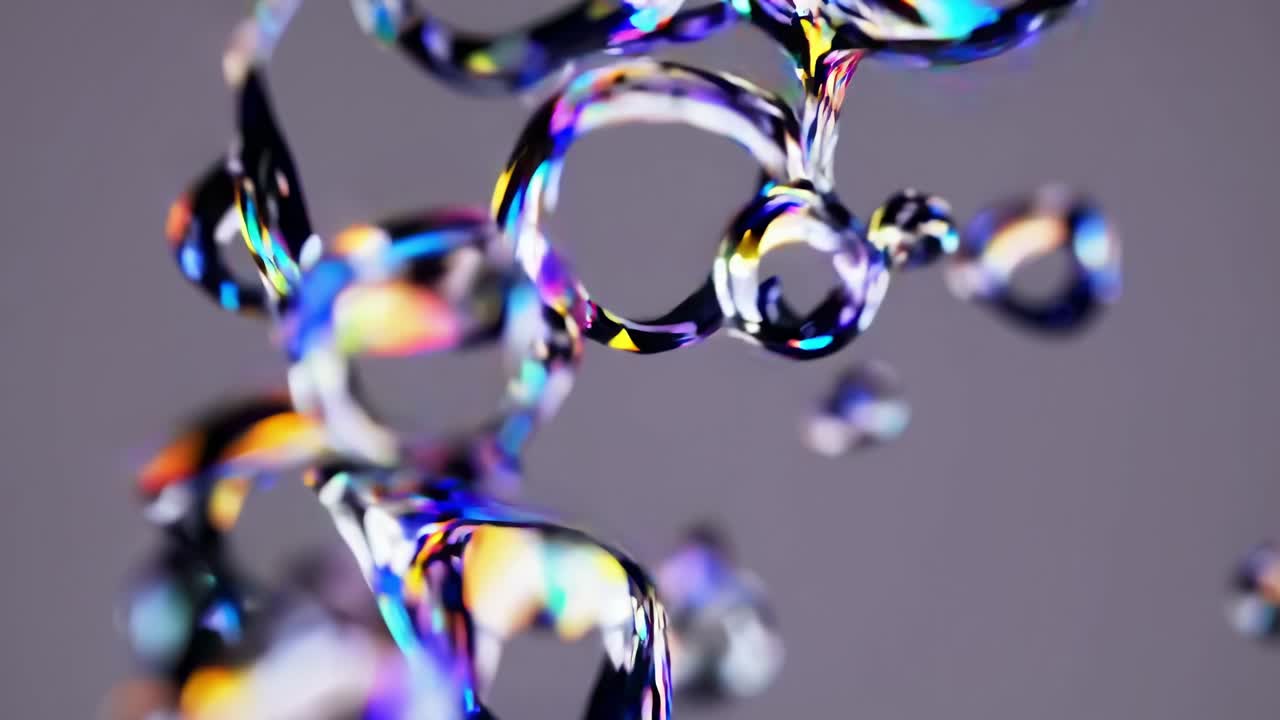 Mesmerizing scene of colorful bubbles floating in the air, reflecting a spectrum of rainbow colors against a simple gray backdrop, creating a vibrant and abstract visual