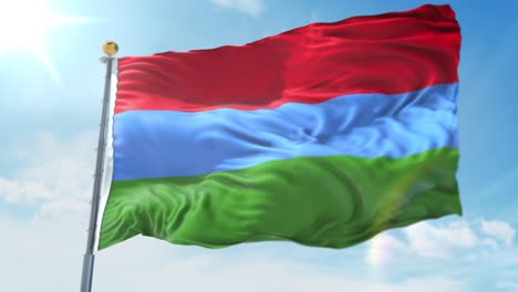 4k-Ilustración-3d-De-La-Bandera-Ondeante-En-Un-Poste-Del-País-Karelia