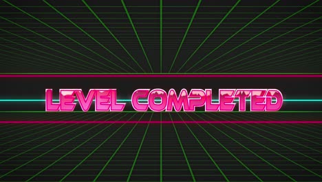 Animation-of-level-completed-text-over-colourful-grids