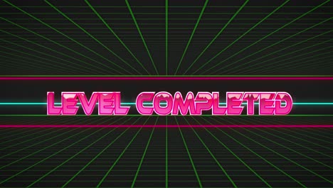 animation of level completed text over colourful grids