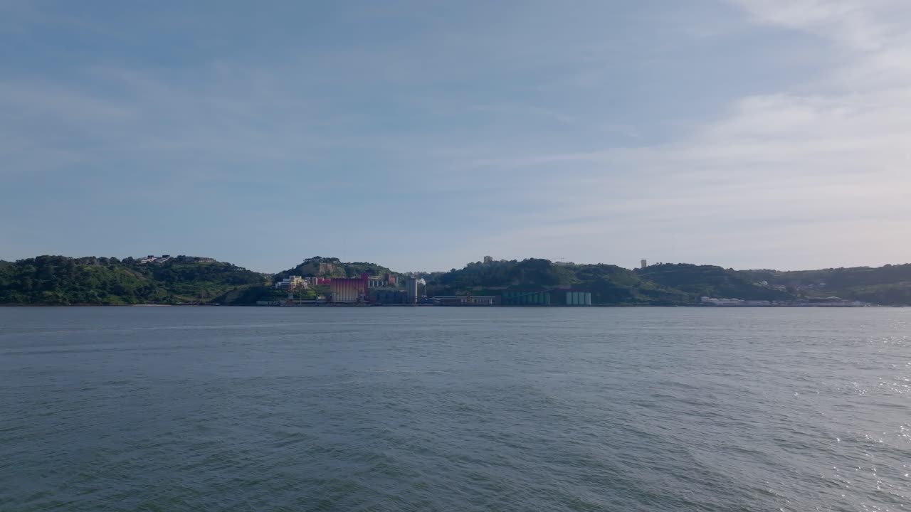 Drone shot from River Tejo in Lisbon.