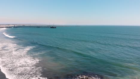 Drone-flies-toward-pier