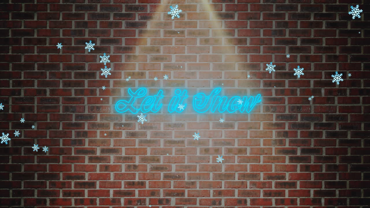 내리는 눈 위에 눈이 내리는 텍스트의 애니메이션