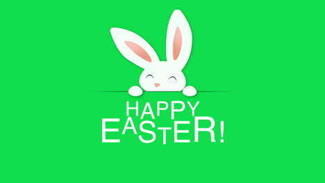 feliz texto de pascua y conejo sobre fondo verde 1
