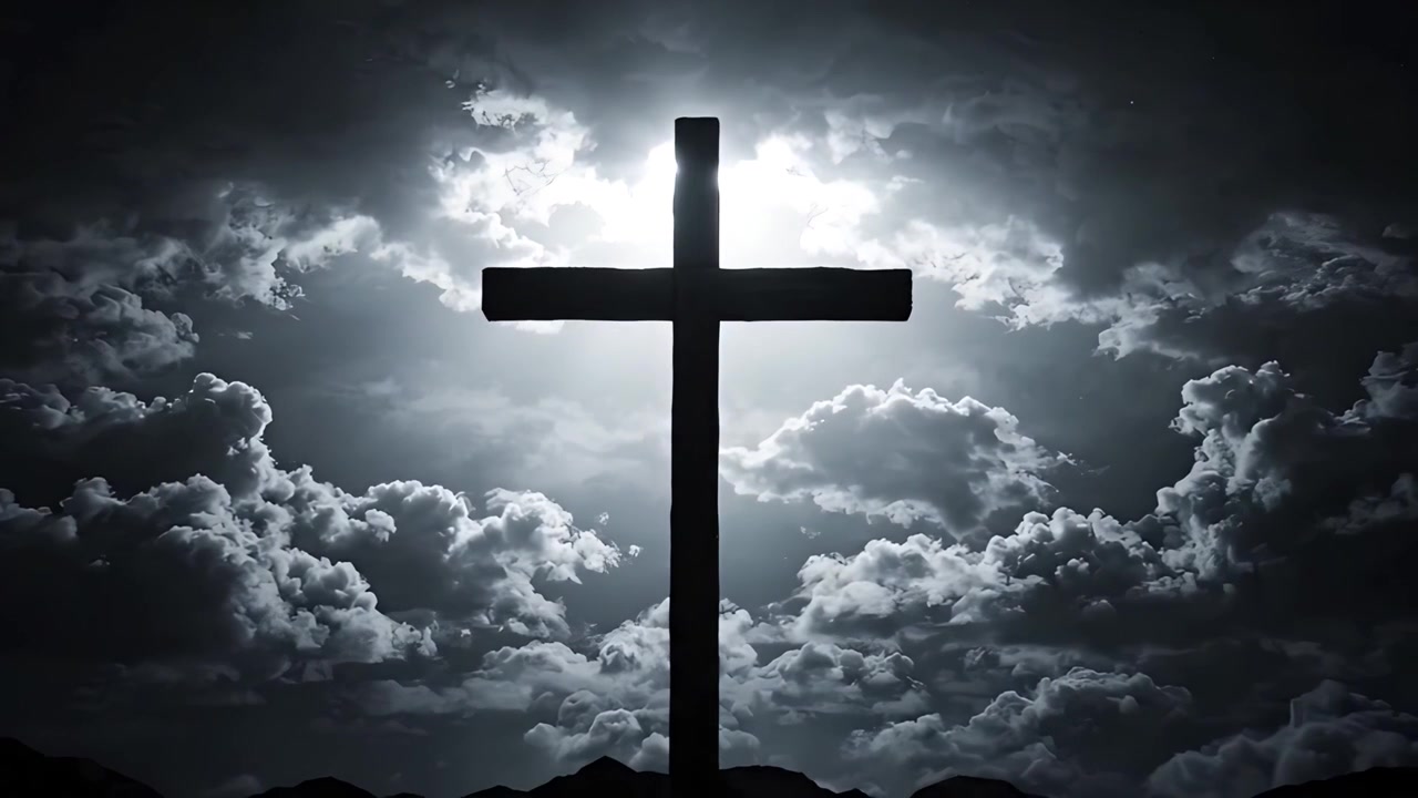 Christian Cross Heavenly Light Worship Background 4K