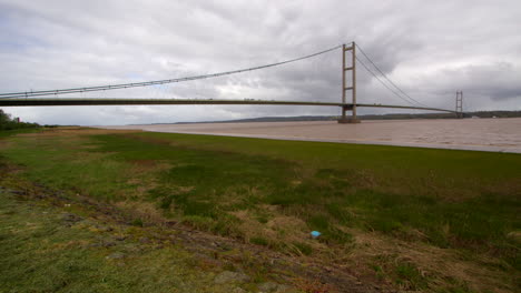 extra wide shots of the humber bridge by water side road