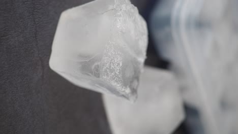 close-up of clear ice cubes