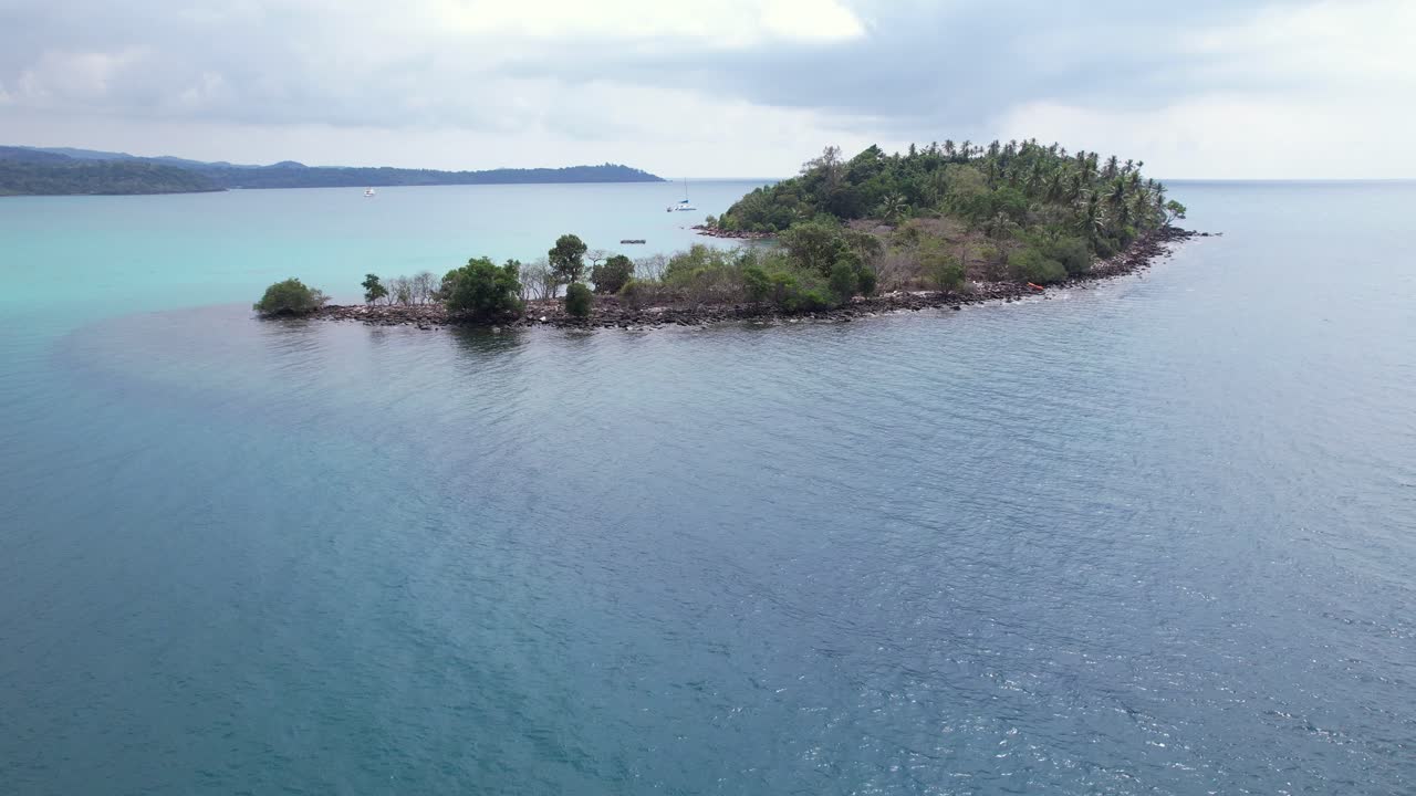 Ko Raet Island At Ko Kut In Ko Kut District, Trat, Thailand. Aerial Pullback Shot