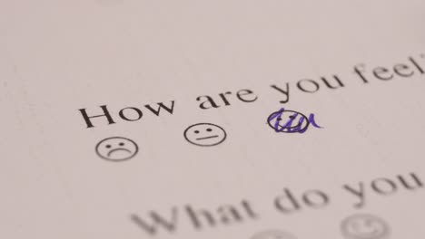Marking-Smiley-Face-Using-Pen-In-A-Sheet-Of-Survey-Form