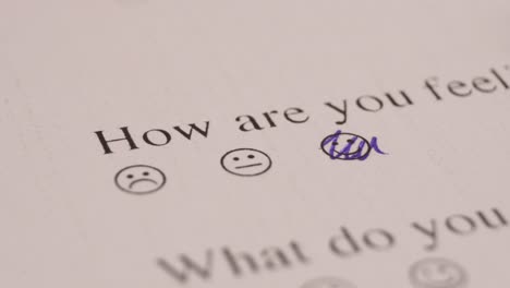 marking smiley face using pen in a sheet of survey form