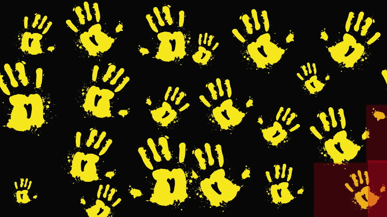 animación de huellas de manos sobre un fondo negro