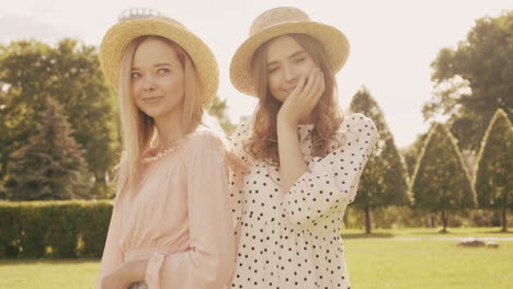 two young women in a park