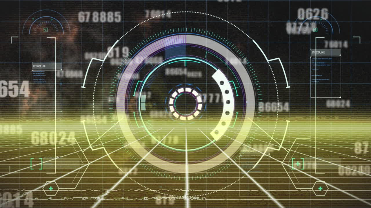공간에 대한 격자 패턴을 통해 로딩 서클과 변하는 숫자의 애니메이션
