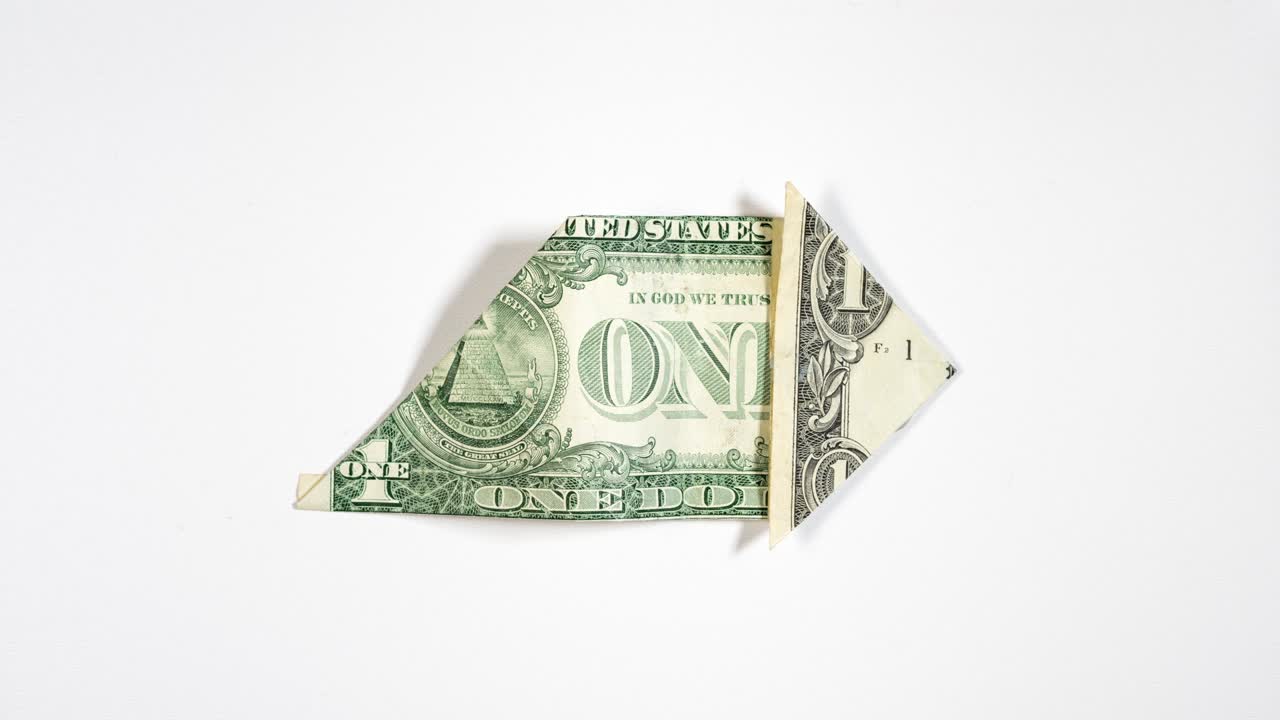 1달러 지폐 (달러 지폐 오리가미) 에서 오리가 미 집을 접는 것 - 부동산 금융, 모기지 지불의 상징