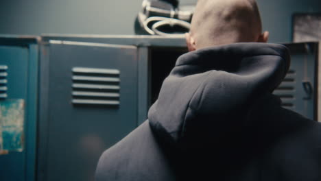 man in a locker room