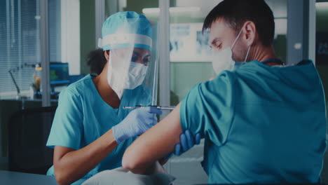Medical Worker Administering Vaccine Shot
