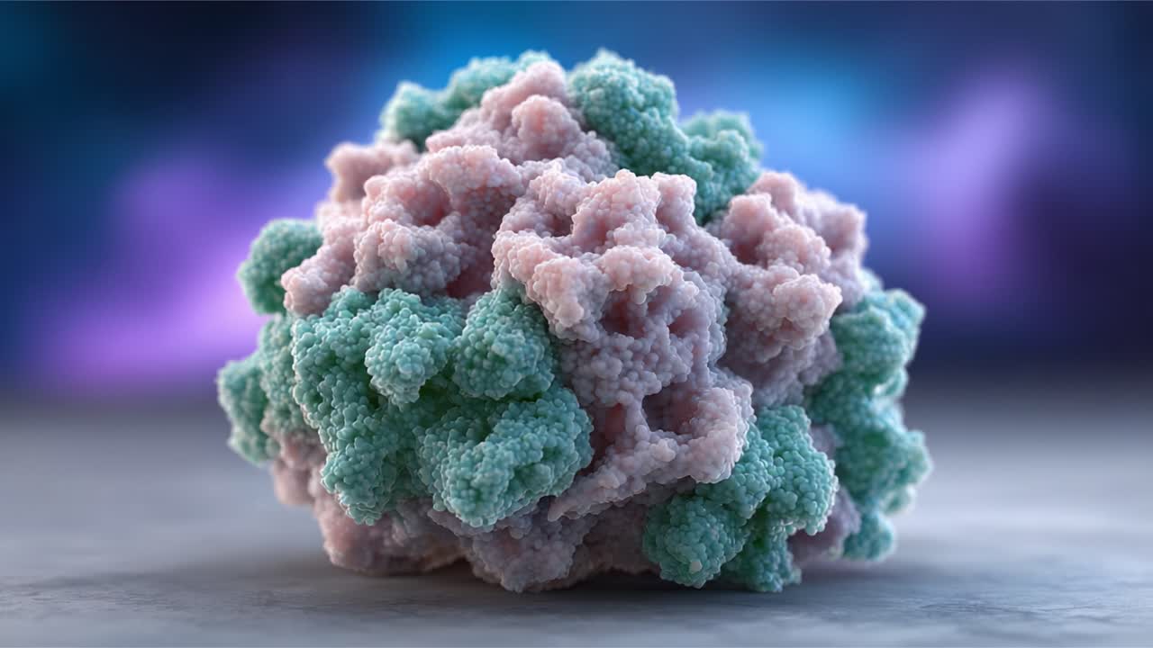 Microscopic Visualization of a Complex Cellular Structure Exhibiting Intricate Morphology and Multi-Color Features Under High Resolution with a Blurred Background