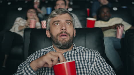shocked man at movie theater