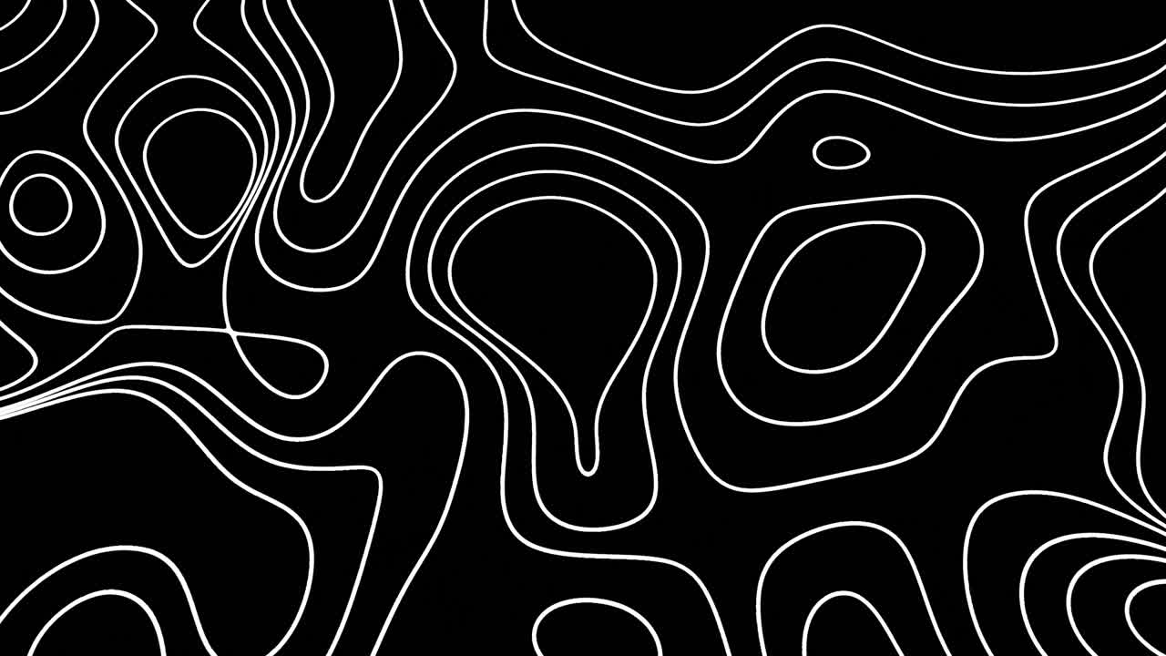 Animation af hvide isohypser, der bevæger sig på sort baggrund