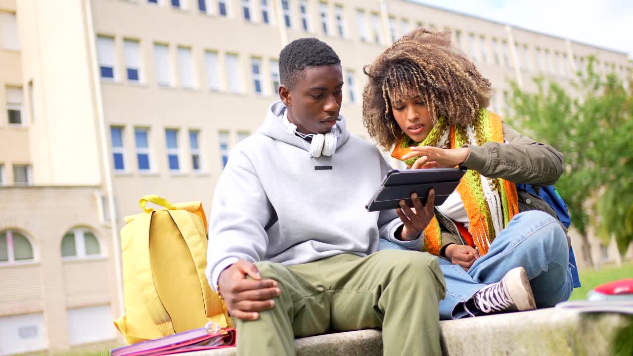 College students studying together on campus