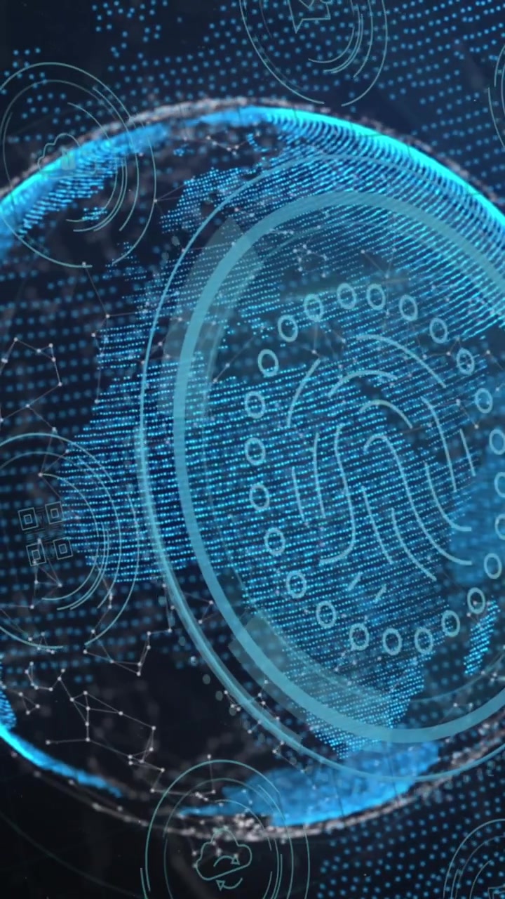 Global Data Protection with Biometric Fingerprint Scan and Digital Icons
