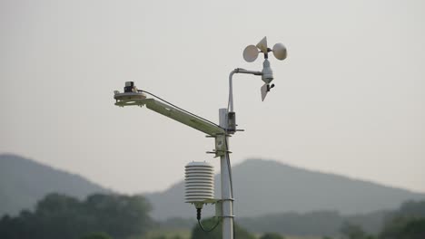 close view of an anemometer in the rainforest