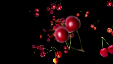 falling cherries background, loop, small fruits version, with alpha channel