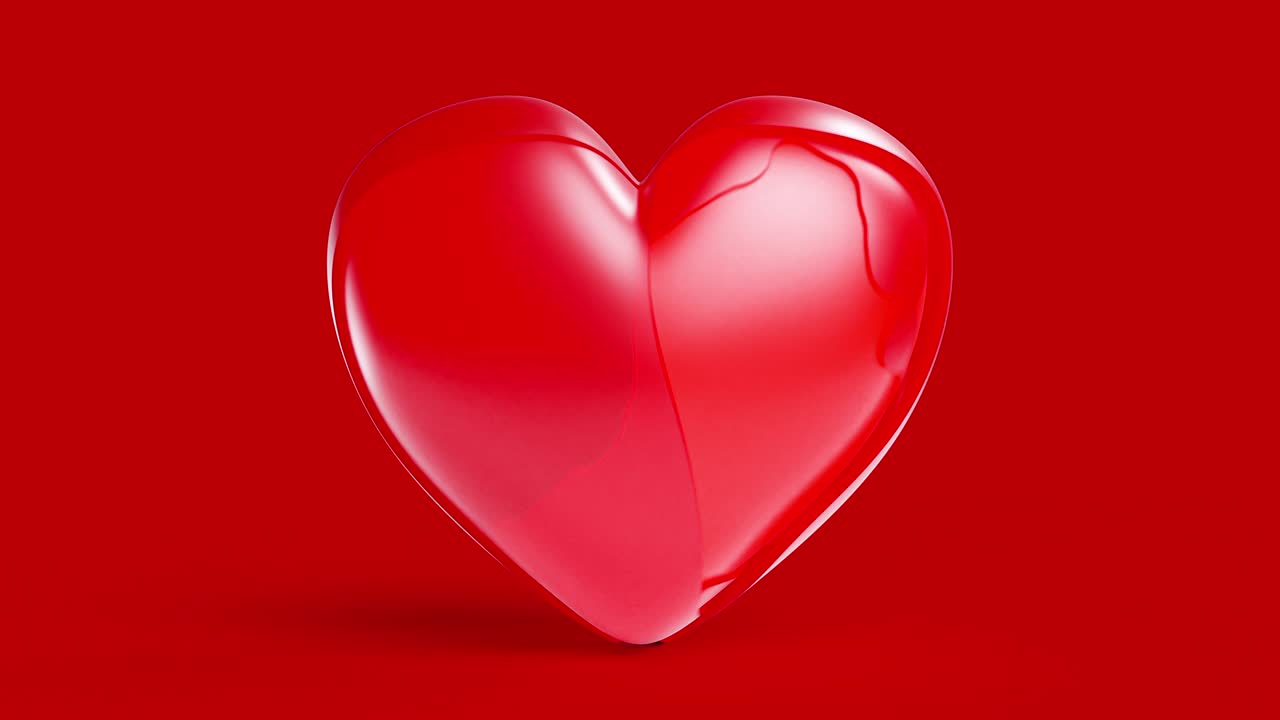 Motion graphics de coração incompleto em fundo vermelho