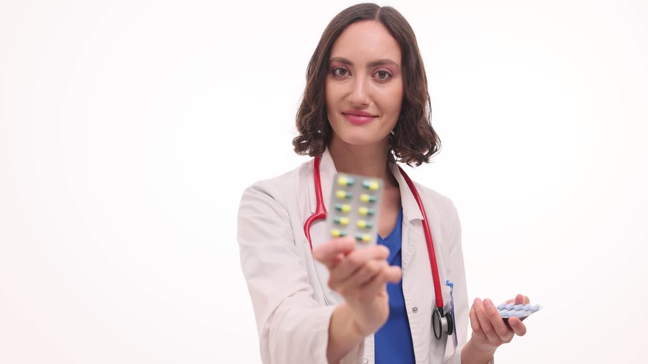 Doctor presenting medication