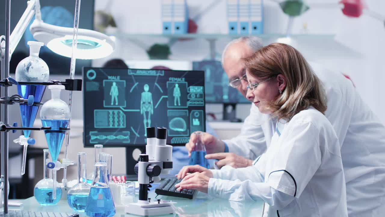 Scientists conducting research in a laboratory