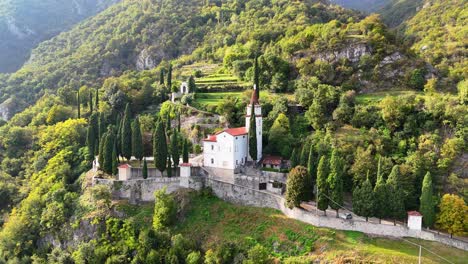 AERIAL--San-Martino-Church-in-Valmadrera,-Italy