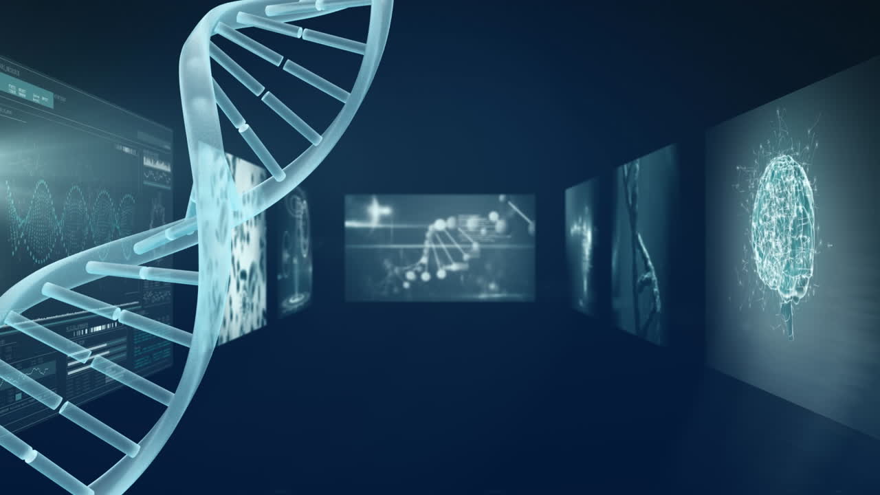 Animation of data processing over dna strand