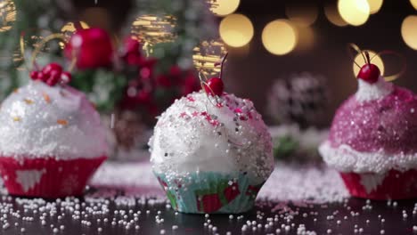 three christmas cupcakes ornaments panning