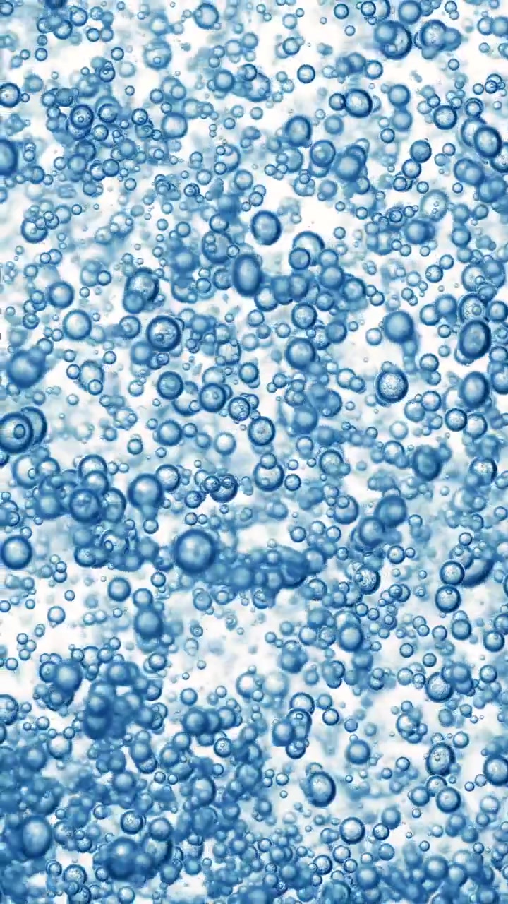 Sfondo astratto di bolle d'acqua blu con sfere d'aria galleggianti